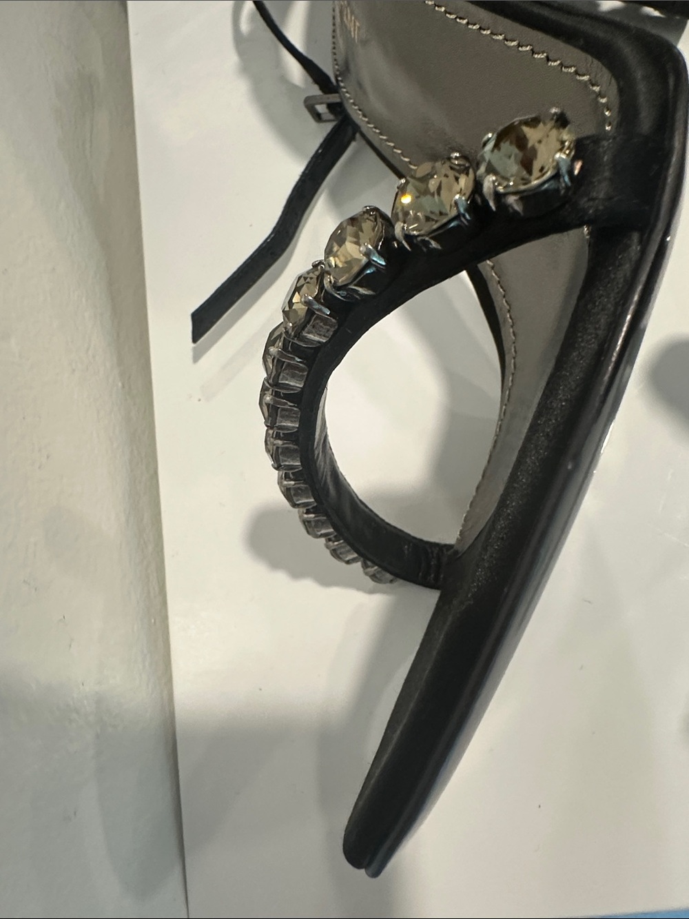 Saint Laurent Black Crystal-Strap Slingback Heels - Picture 9 of 9